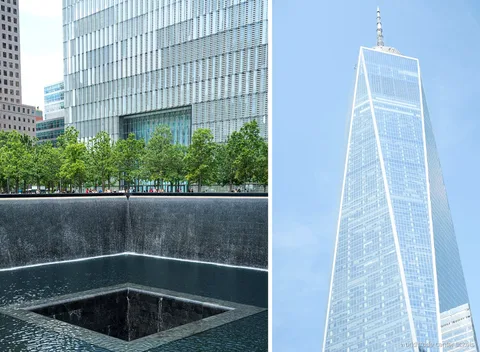 Guide leder en 9/11 Memorial gruppe ved Ground Zero