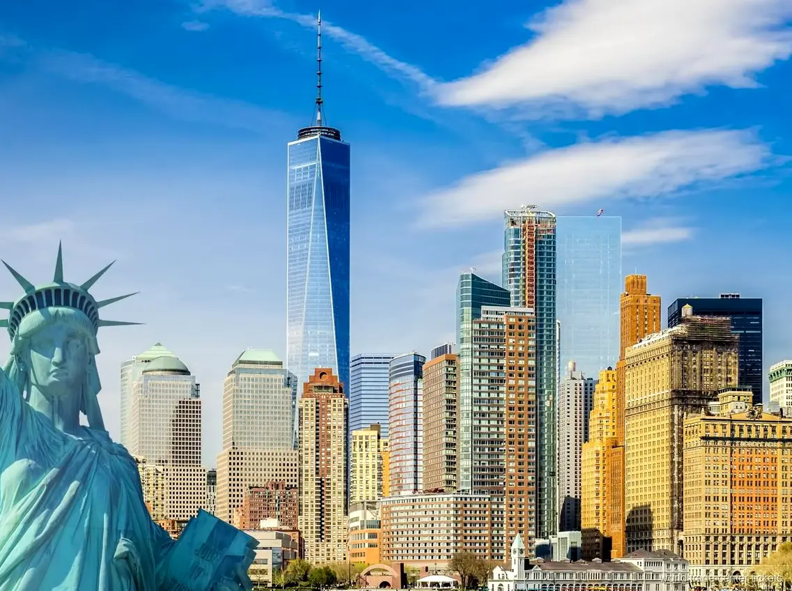 Privat guide leder Downtown New York byvandringen nær Wall Street