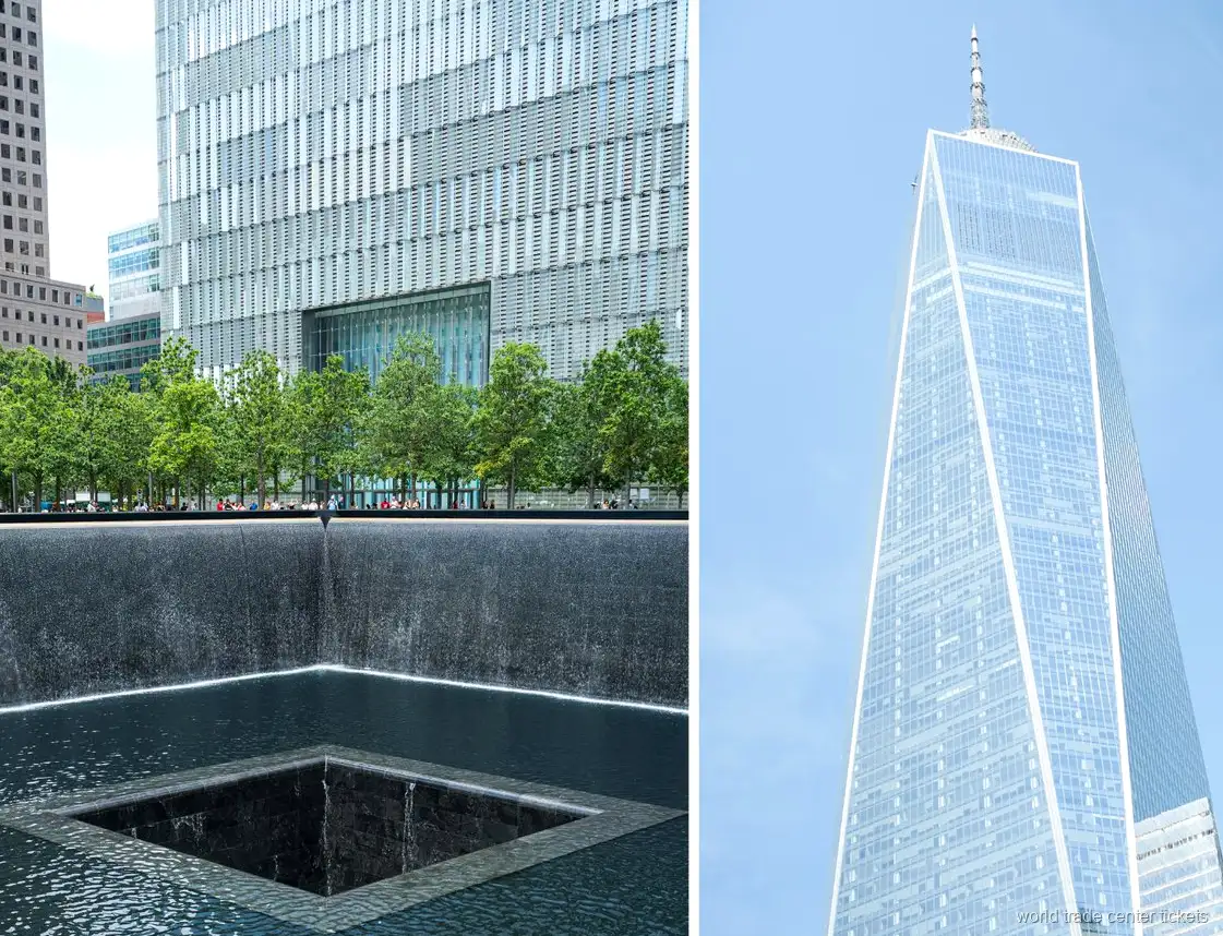 Guia conduzindo um grupo do tour do Memorial do 11 de Setembro em Ground Zero