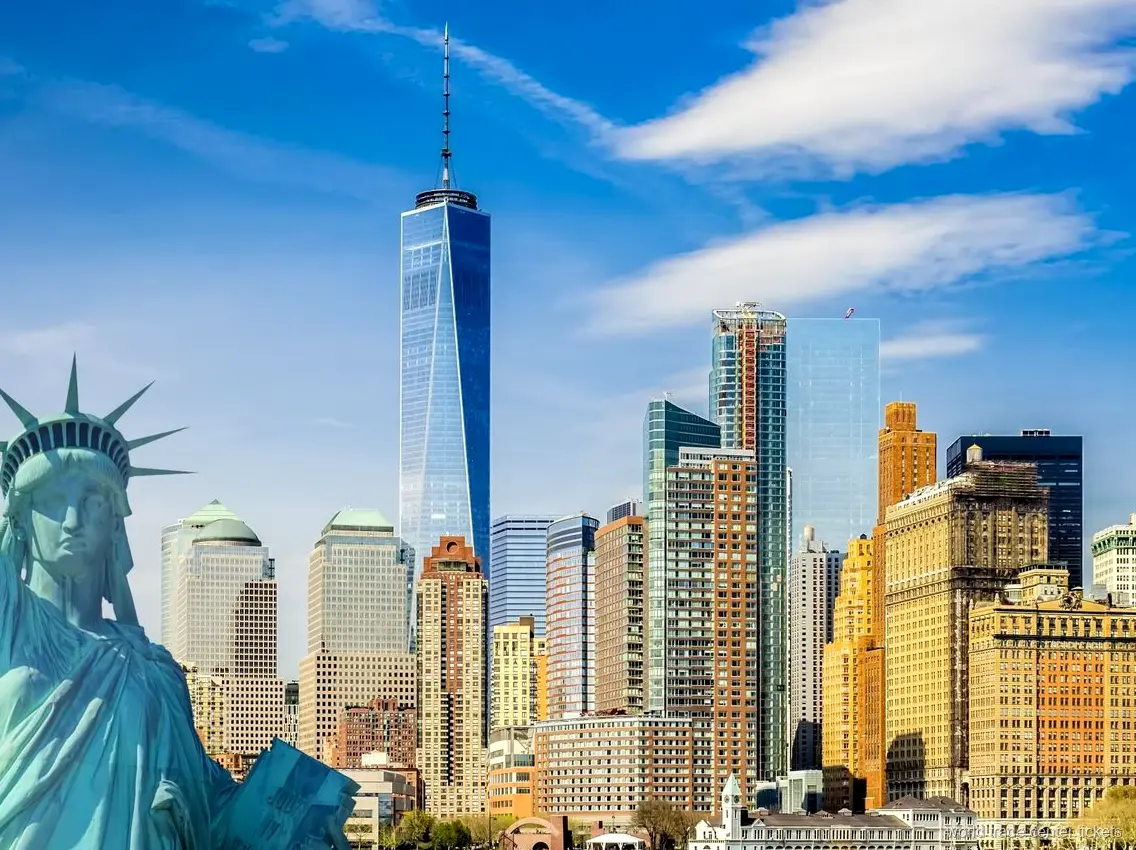 Guía privado dirigiendo el tour del downtown de Nueva York cerca de Wall Street